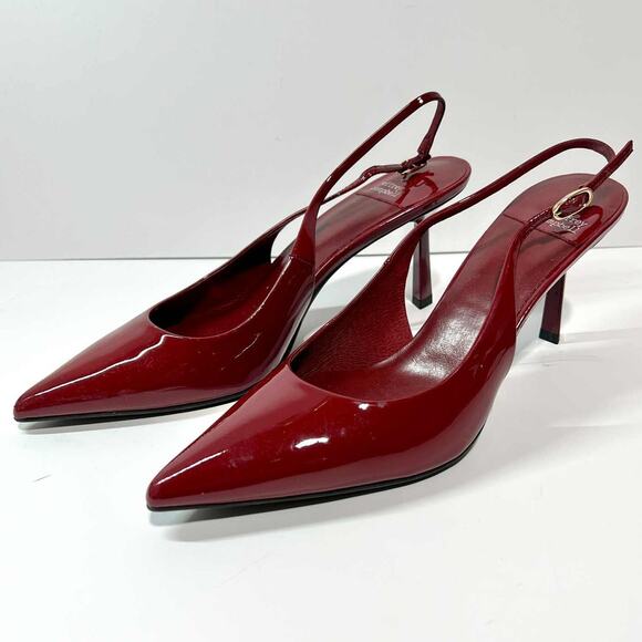 JEFFREY CAMPBELL Size 9.5 Gambol Slingback Pointed Toe Pump In Cherry Red Patent - Picture 7 of 13